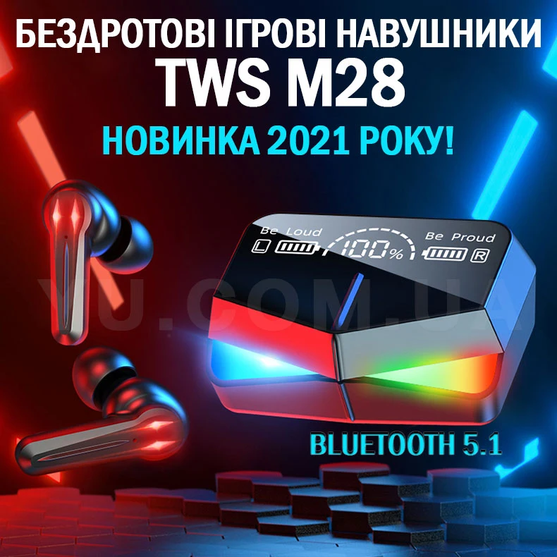 Бездротові ігрові Bluetooth навушники M28 Бездротові ігрові Bluetooth навушники M28